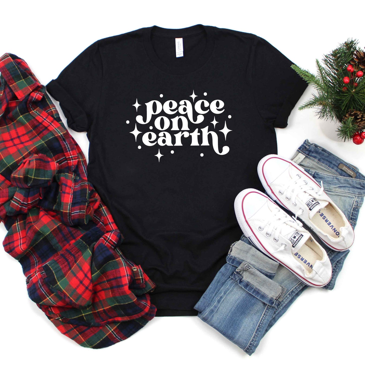 Whimsical Peace On Earth | Short Sleeve Graphic Tee