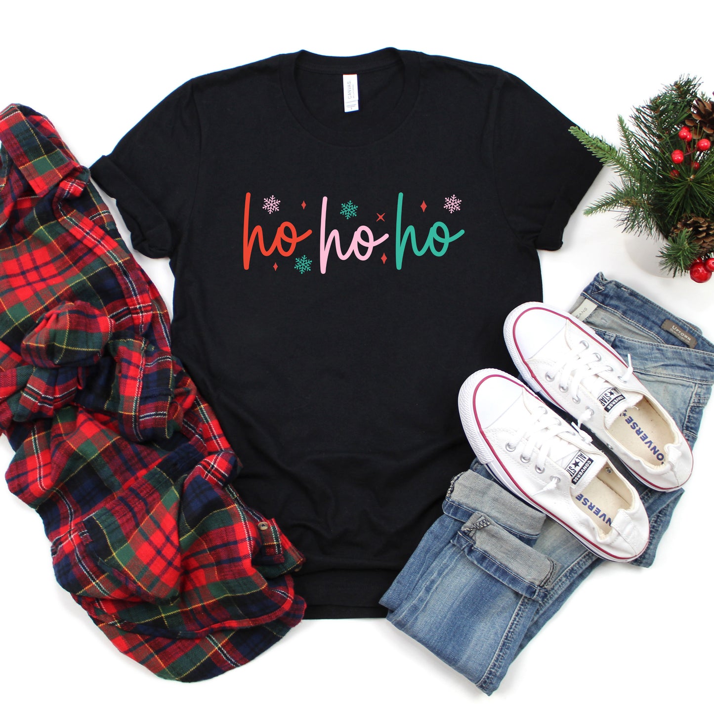 Ho Ho Ho Colorful | Short Sleeve Graphic Tee