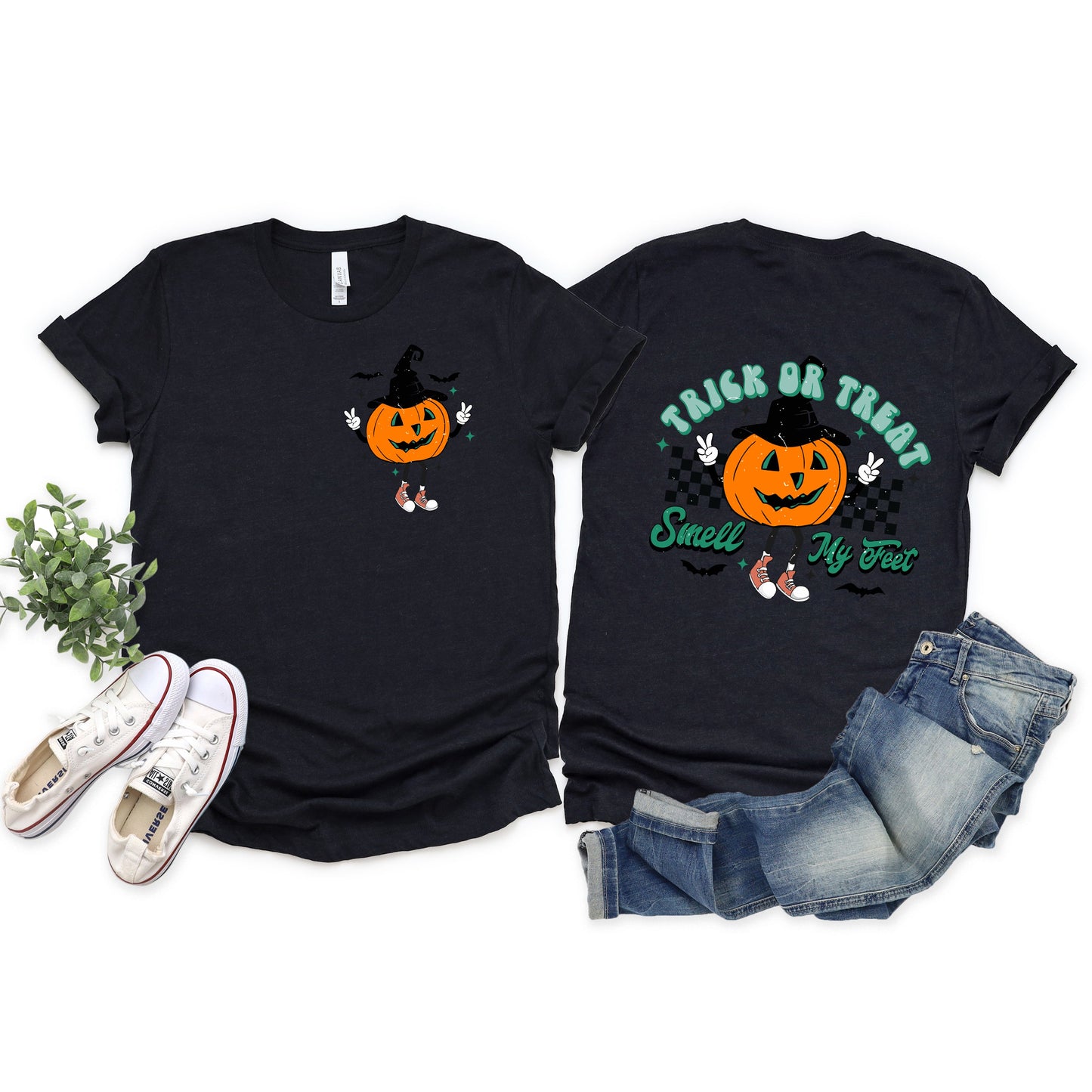 Smell My Feet Pumpkin | Short Sleeve Crew Neck | Front and Back Ink