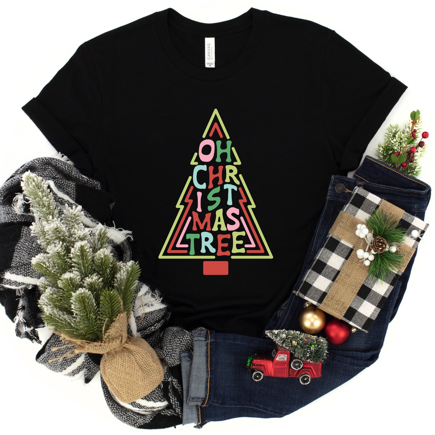 Oh Christmas Tree Colorful | Short Sleeve Graphic Tee