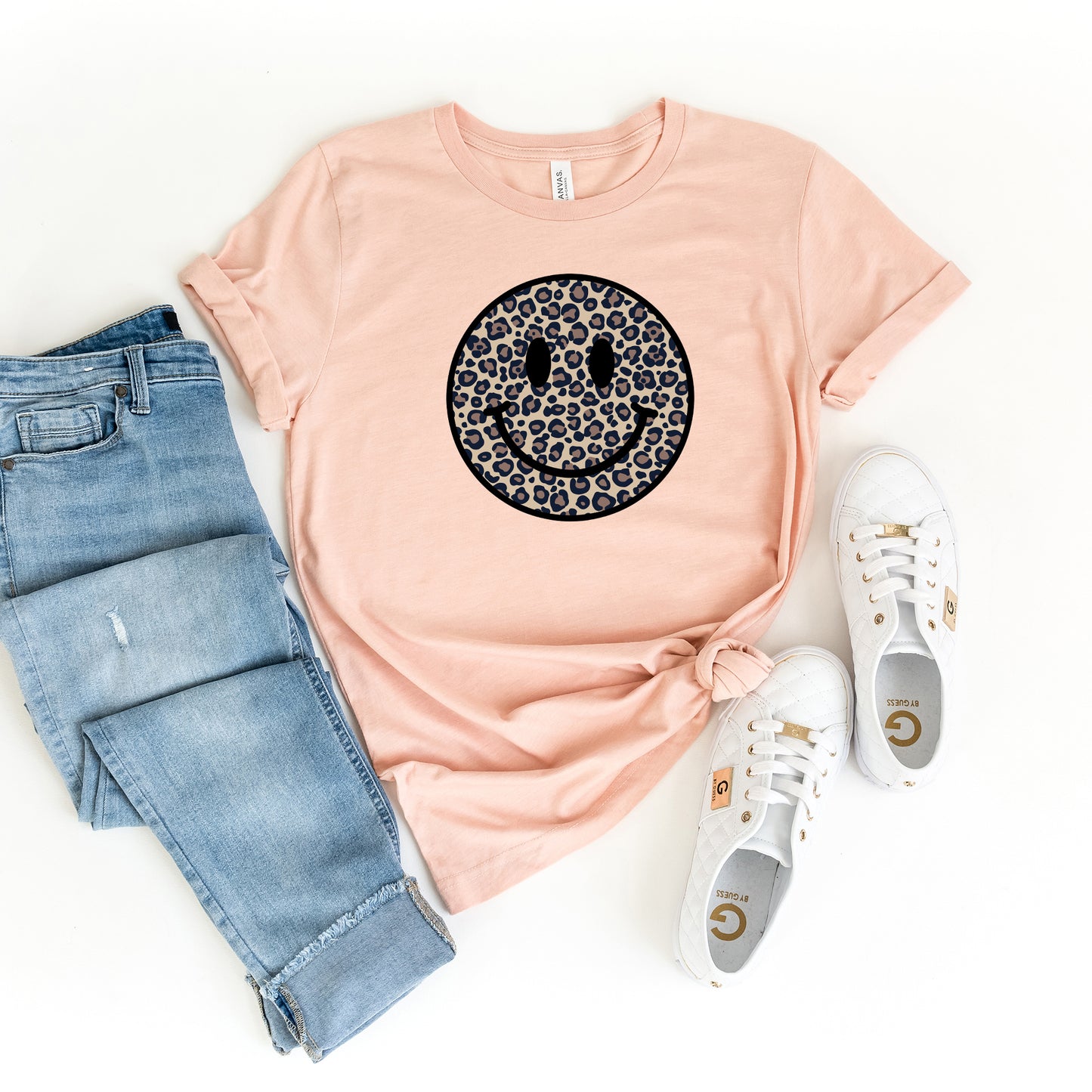 Smiley Face Leopard | Short Sleeve Graphic Tee