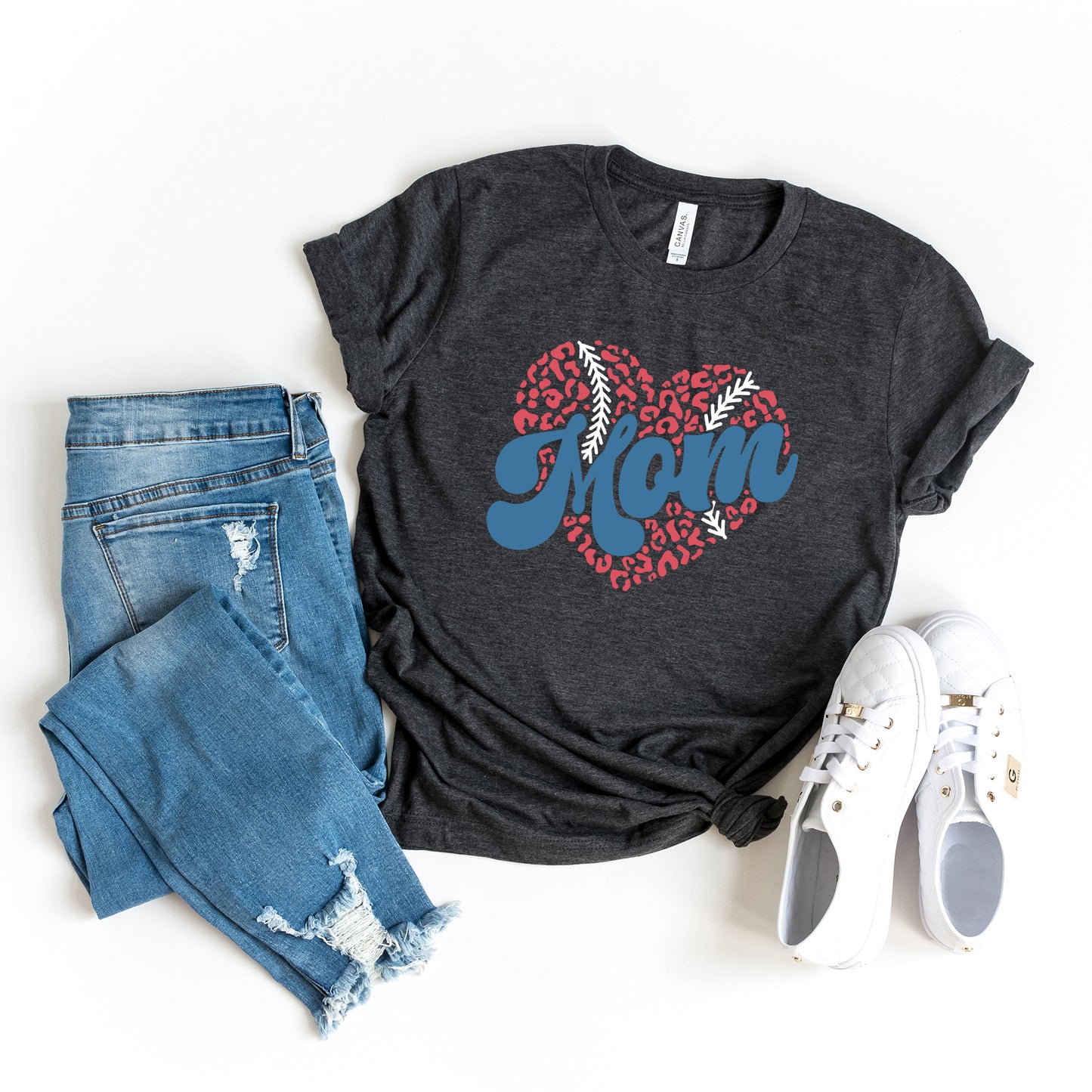 Baseball Mom Heart | Short Sleeve Graphic Tee