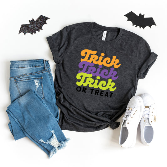 Trick Or Treat  Colorful Stacked | Short Sleeve Graphic Tee