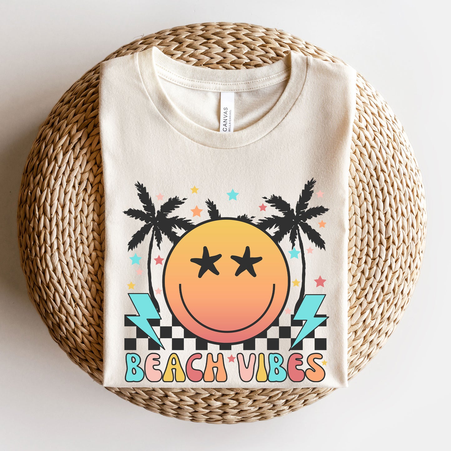 Retro Beach Vibes Checkered | Short Sleeve Graphic Tee