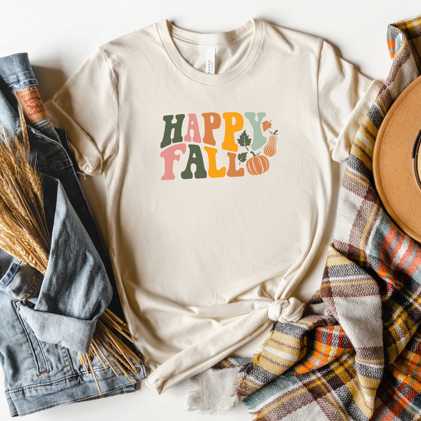 Happy Fall Wavy Pumpkins | Short Sleeve Graphic Tee