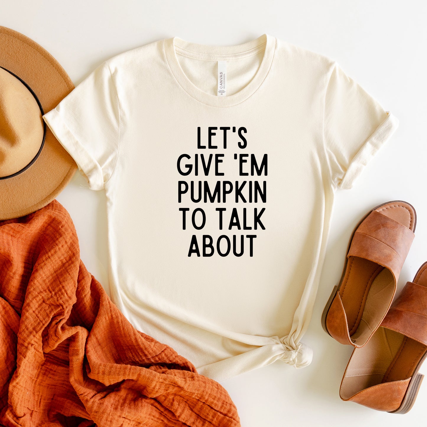 Lets Give Em Pumpkin To Talk About | Short Sleeve Graphic Tee
