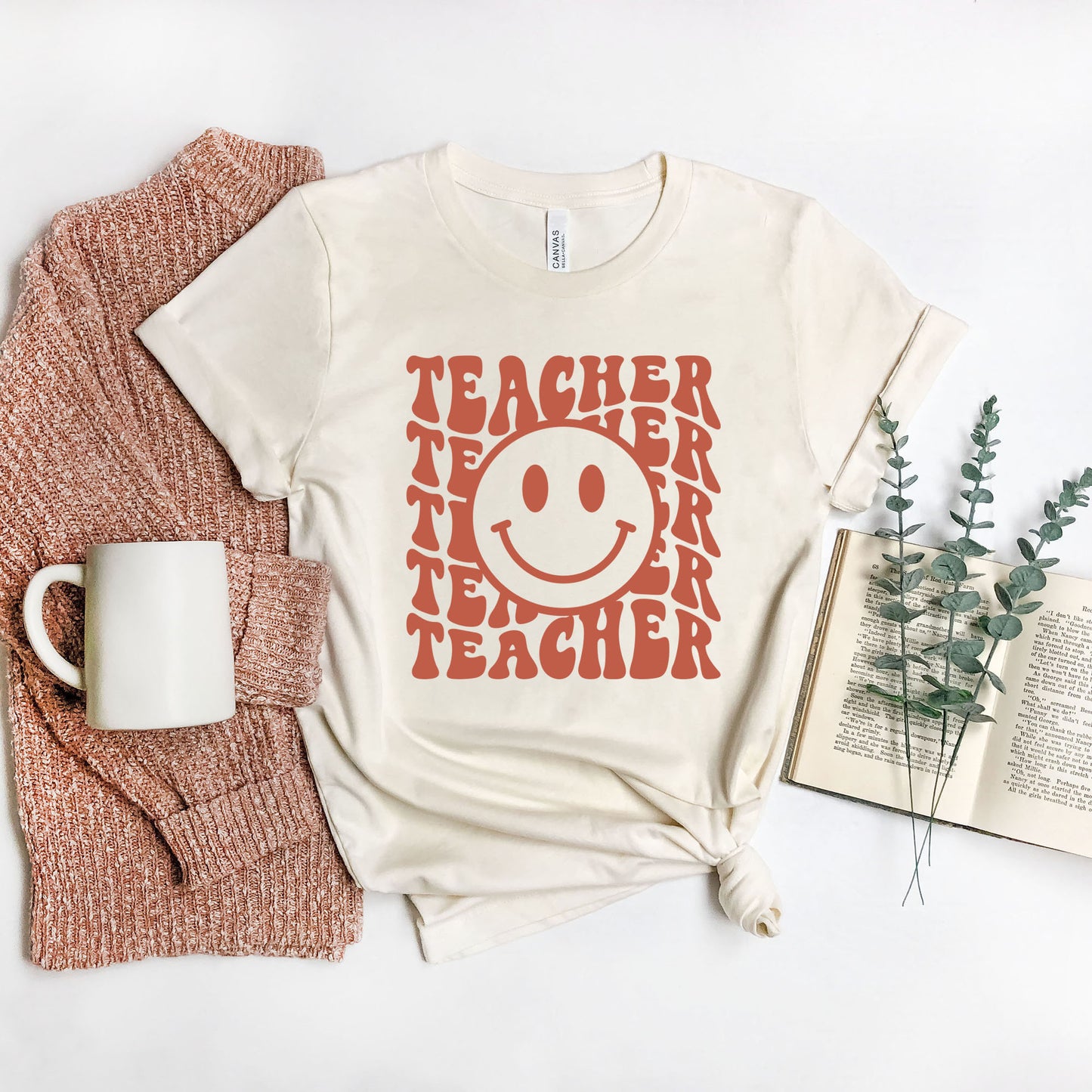 Teacher Smiley Face Wavy | Short Sleeve Graphic Tee