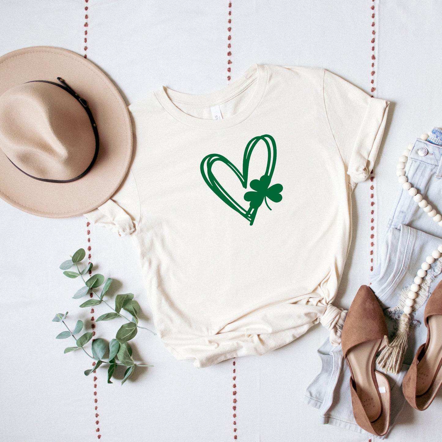 Hand Drawn Heart With Shamrock | Short Sleeve Graphic Tee