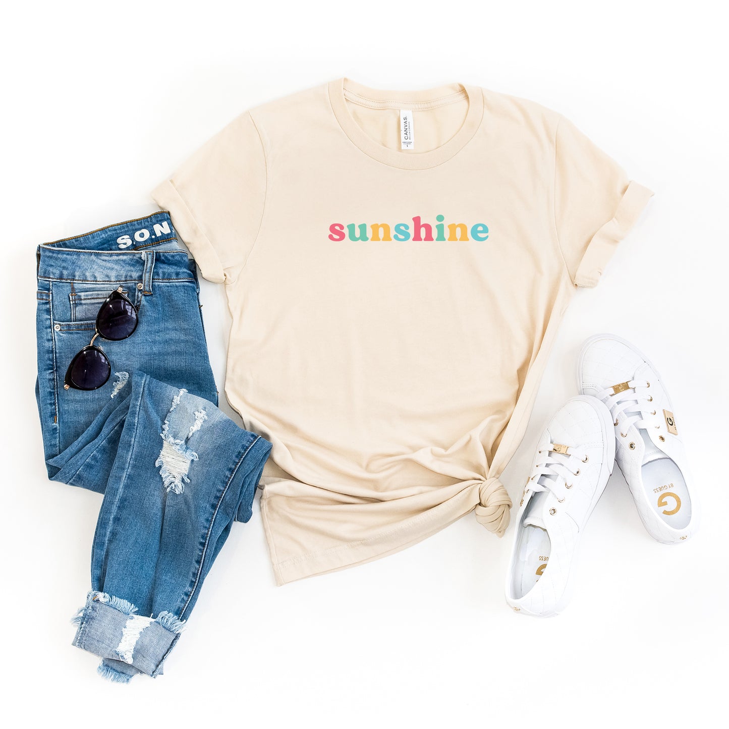 Sunshine - Colorful Words | Short Sleeve Graphic Tee