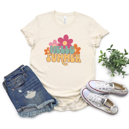 Hello Summer Flowers | Short Sleeve Graphic Tee