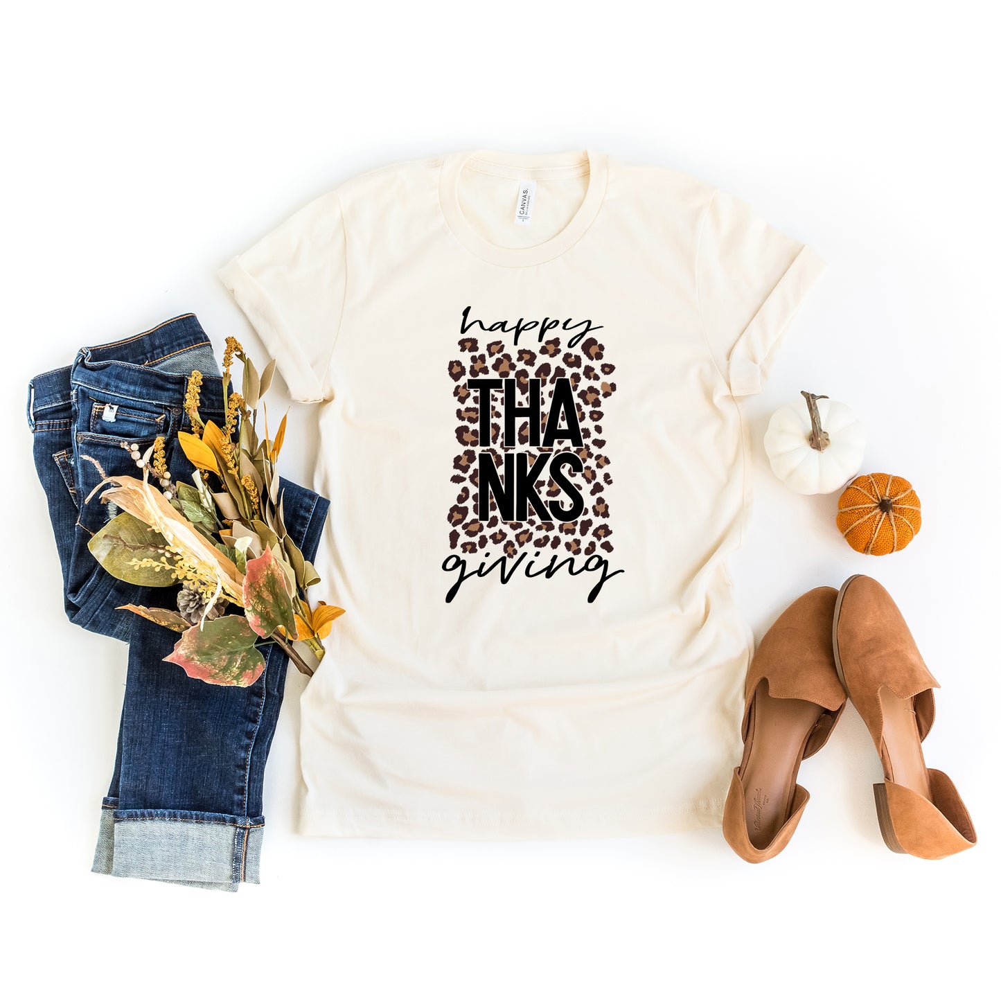 Happy Thanksgiving Leopard | Short Sleeve Graphic Tee