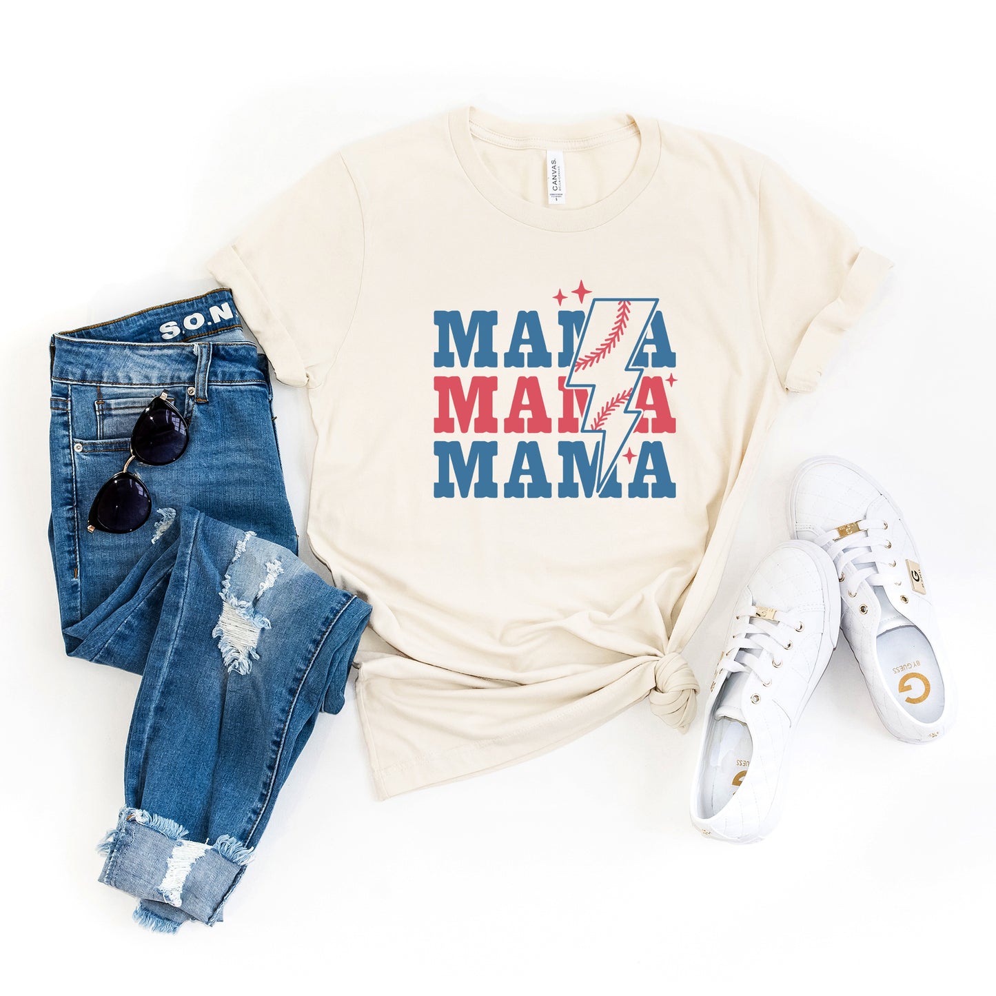 Baseball Mama Lightning Bolt | Short Sleeve Graphic Tee