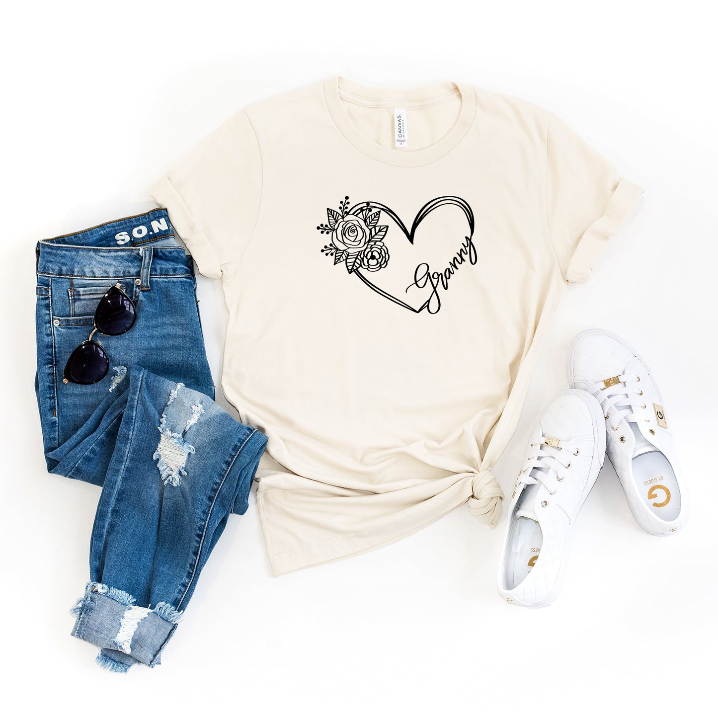 Granny Heart Outline | Short Sleeve Graphic Tee