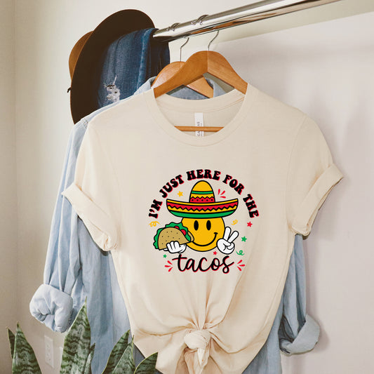 Here For The Tacos Smiley | Short Sleeve Graphic Tee