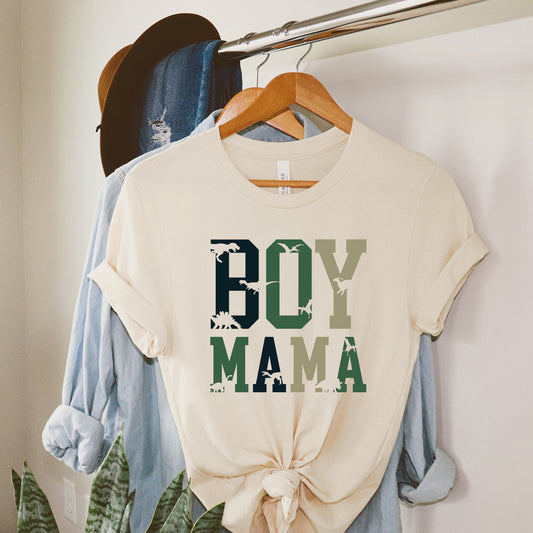 Boy Mom Dinosaur Camo | Short Sleeve Graphic Tee