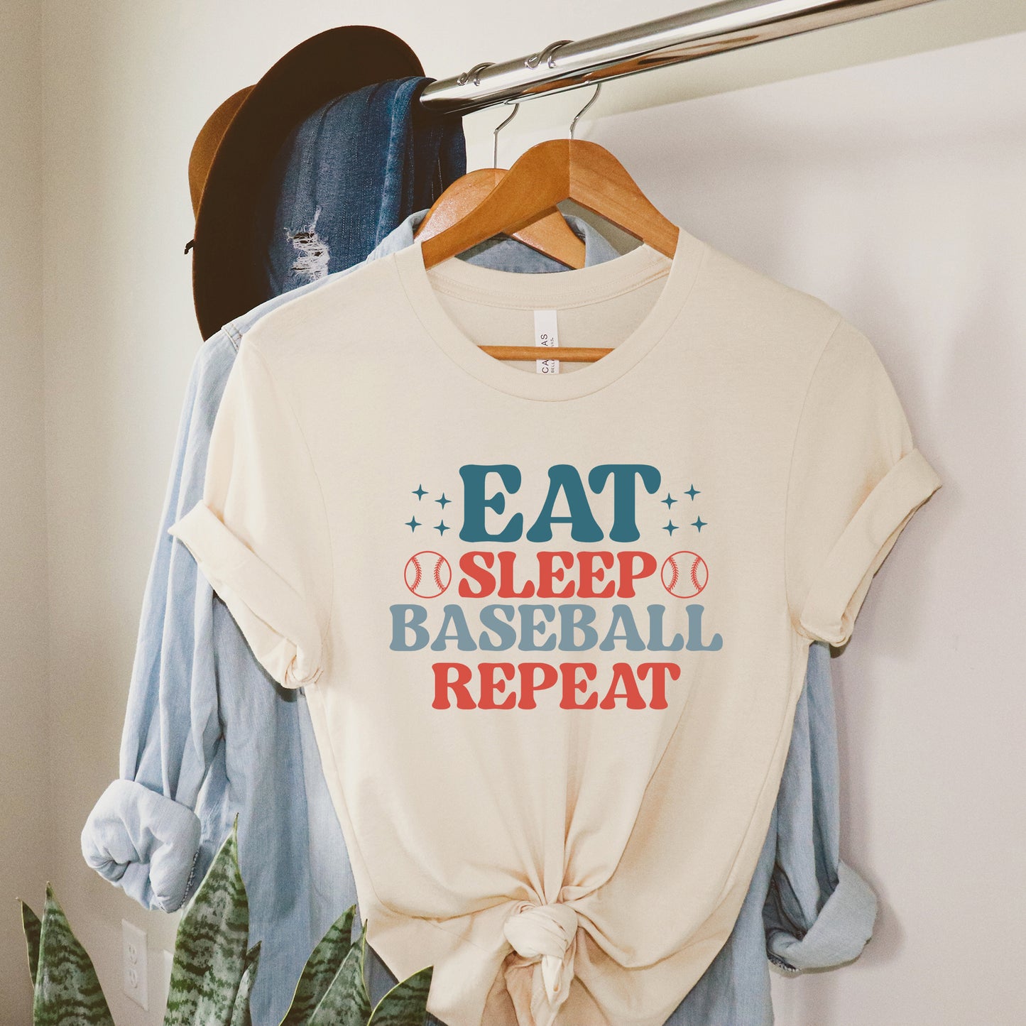 Eat Sleep Baseball Repeat Colorful | Short Sleeve Graphic Tee