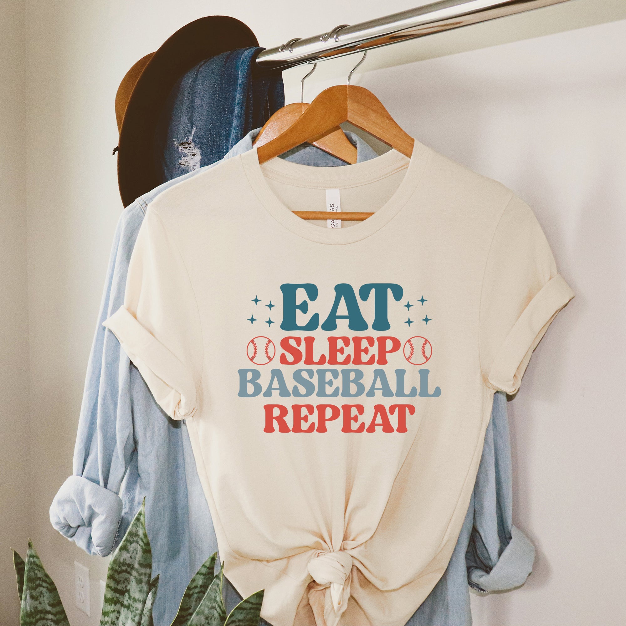 Eat Sleep Baseball Repeat Colorful | Short Sleeve Graphic Tee