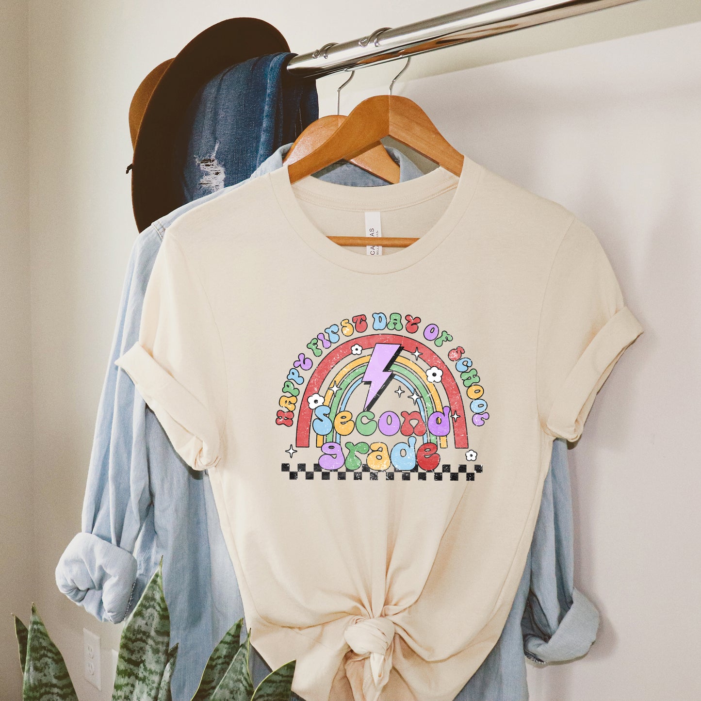 First Day Second Grade Rainbow | Short Sleeve Graphic Tee