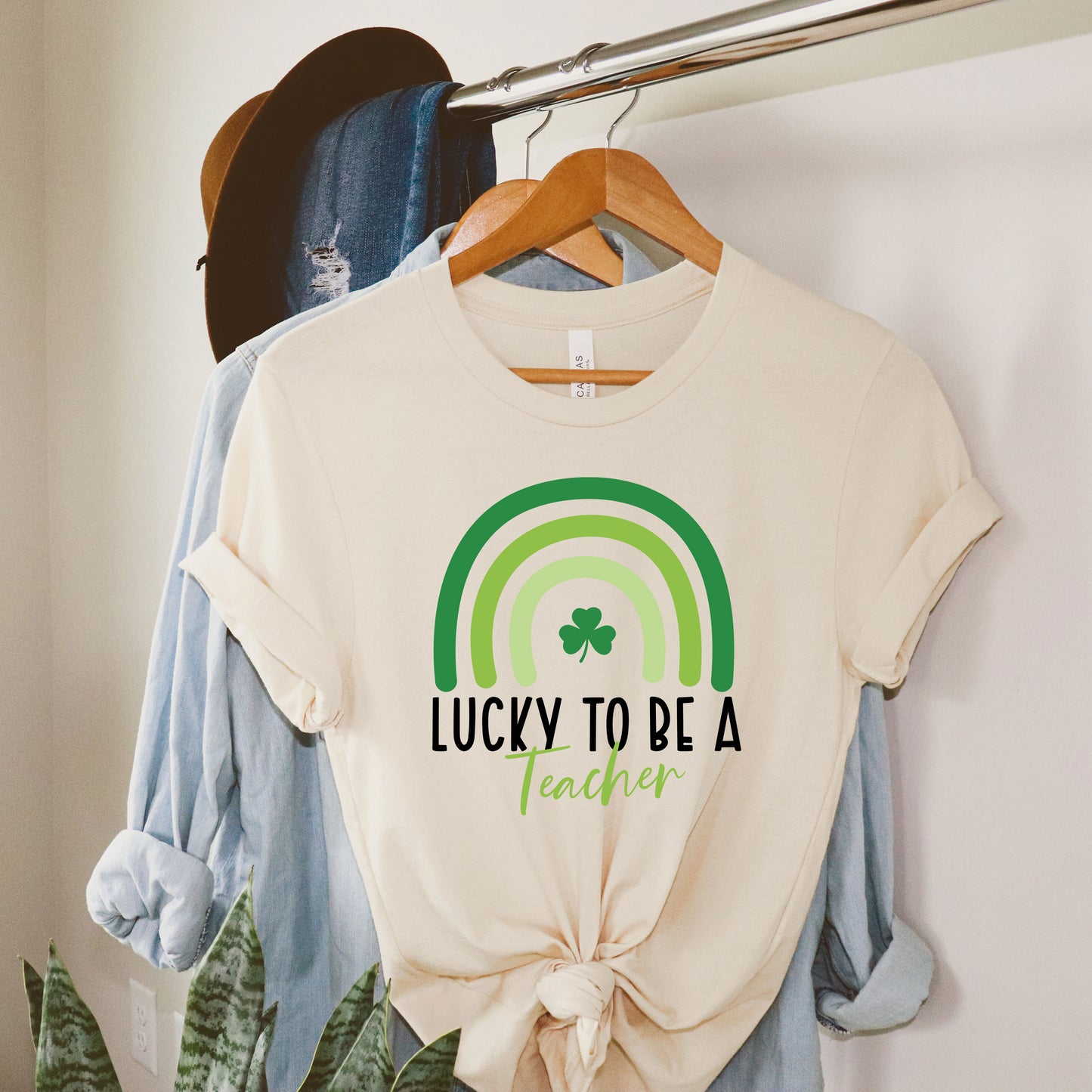 Lucky To Be A Teacher Solid Rainbow | Short Sleeve Graphic Tee | St. Patrick's