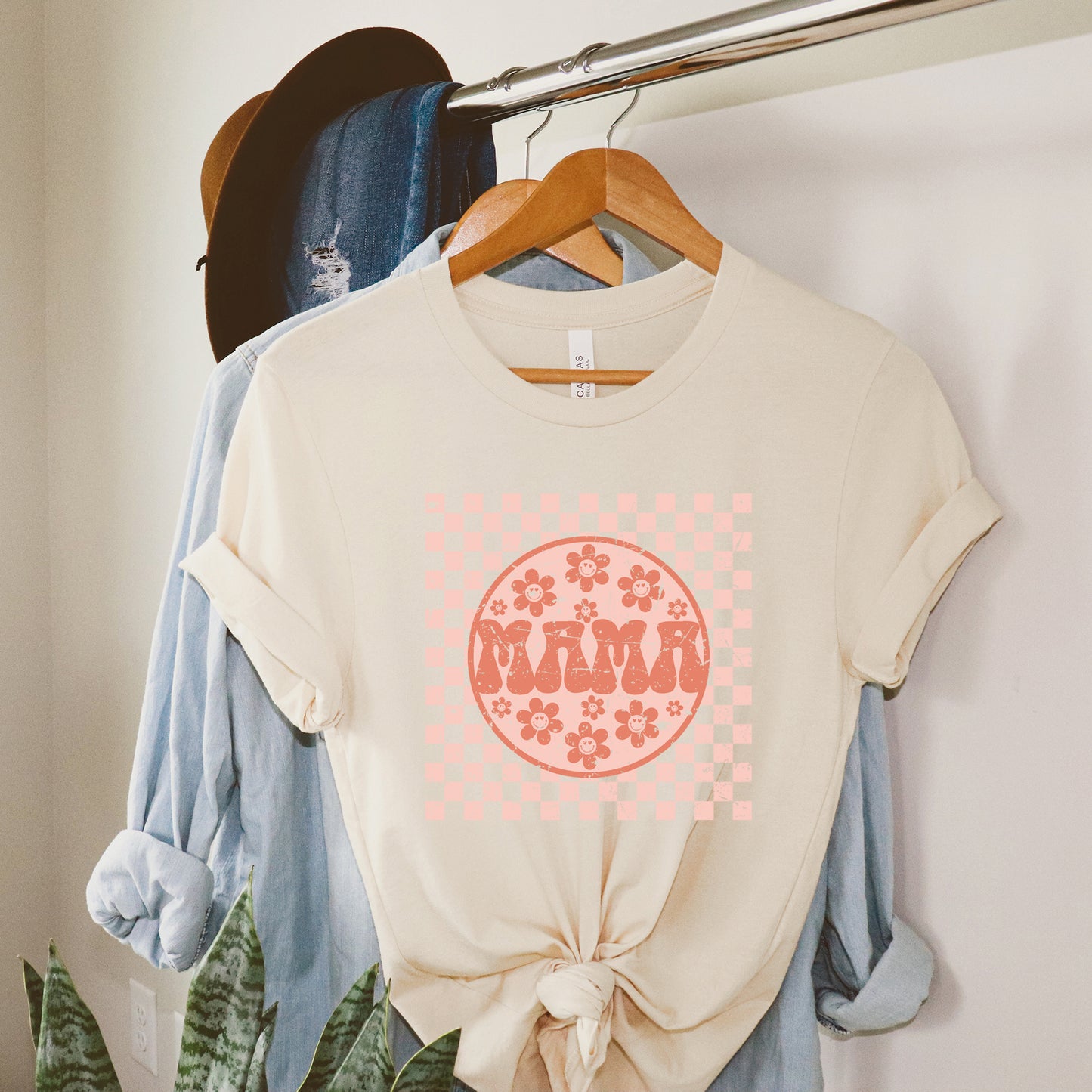 Checkered Mama Flowers | Short Sleeve Graphic Tee
