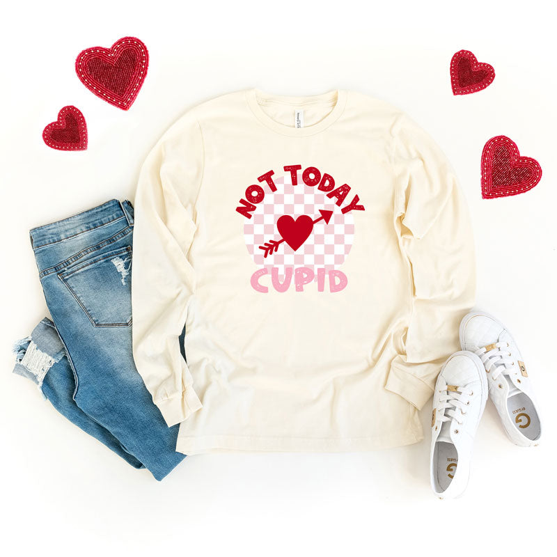 Not Today Cupid Checkered | Long Sleeve Graphic Tee