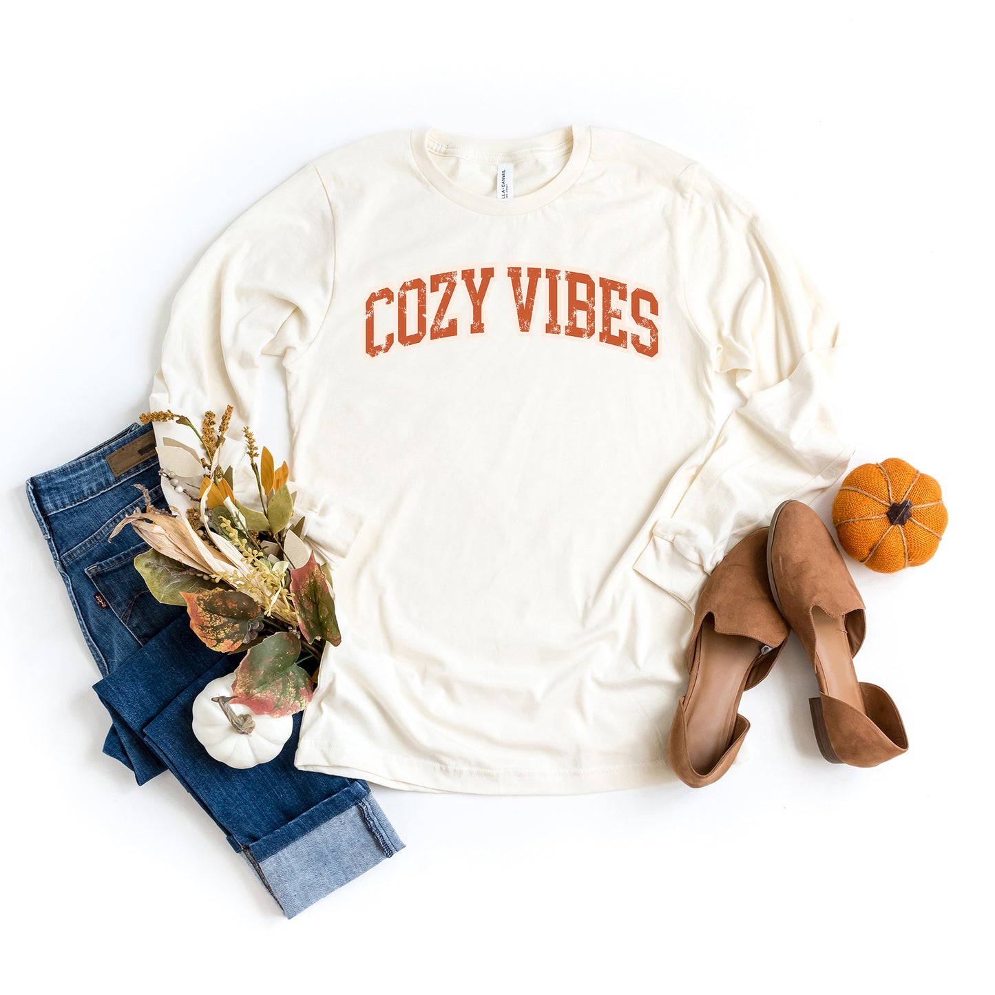 Varsity Cozy Vibes | Long Sleeve Graphic Tee