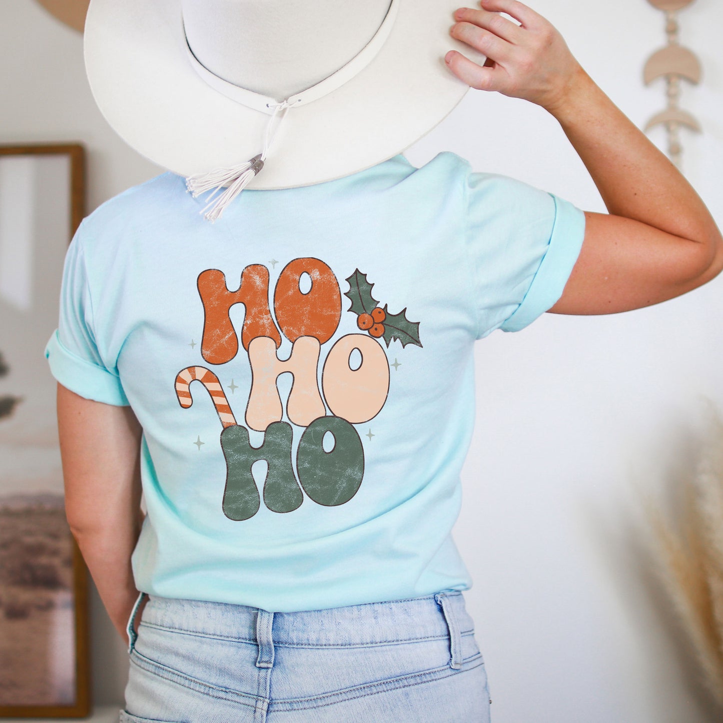 Retro Ho Ho Ho | Front & Back Short Sleeve Graphic Tee