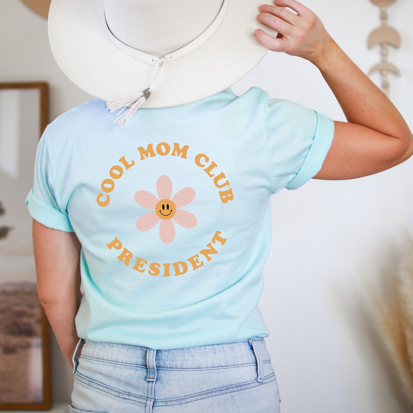 Cool Mom Club President Flowers | Front & Back Short Sleeve Graphic Tee