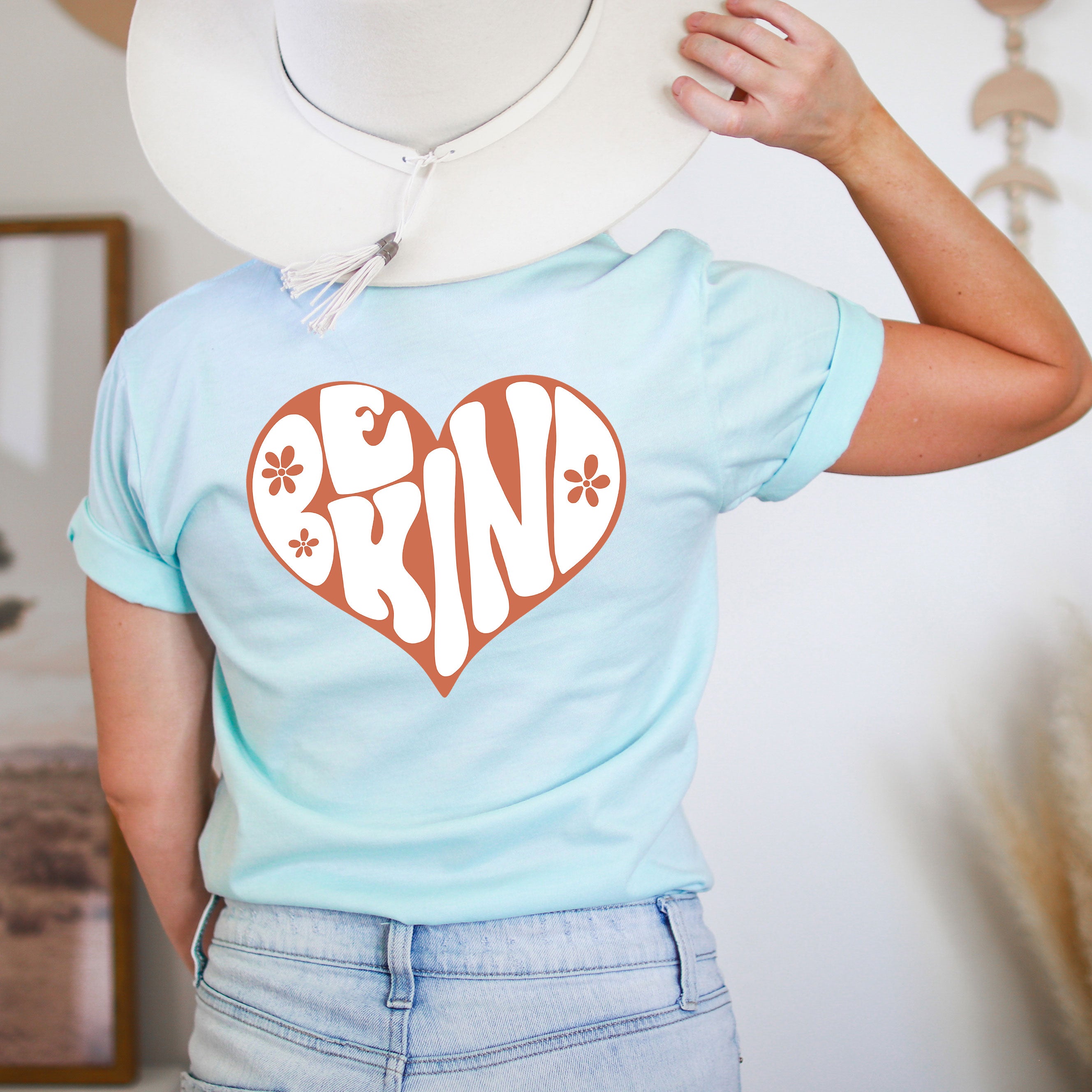 Retro Be Kind Heart | Front & Back Short Sleeve Graphic Tee