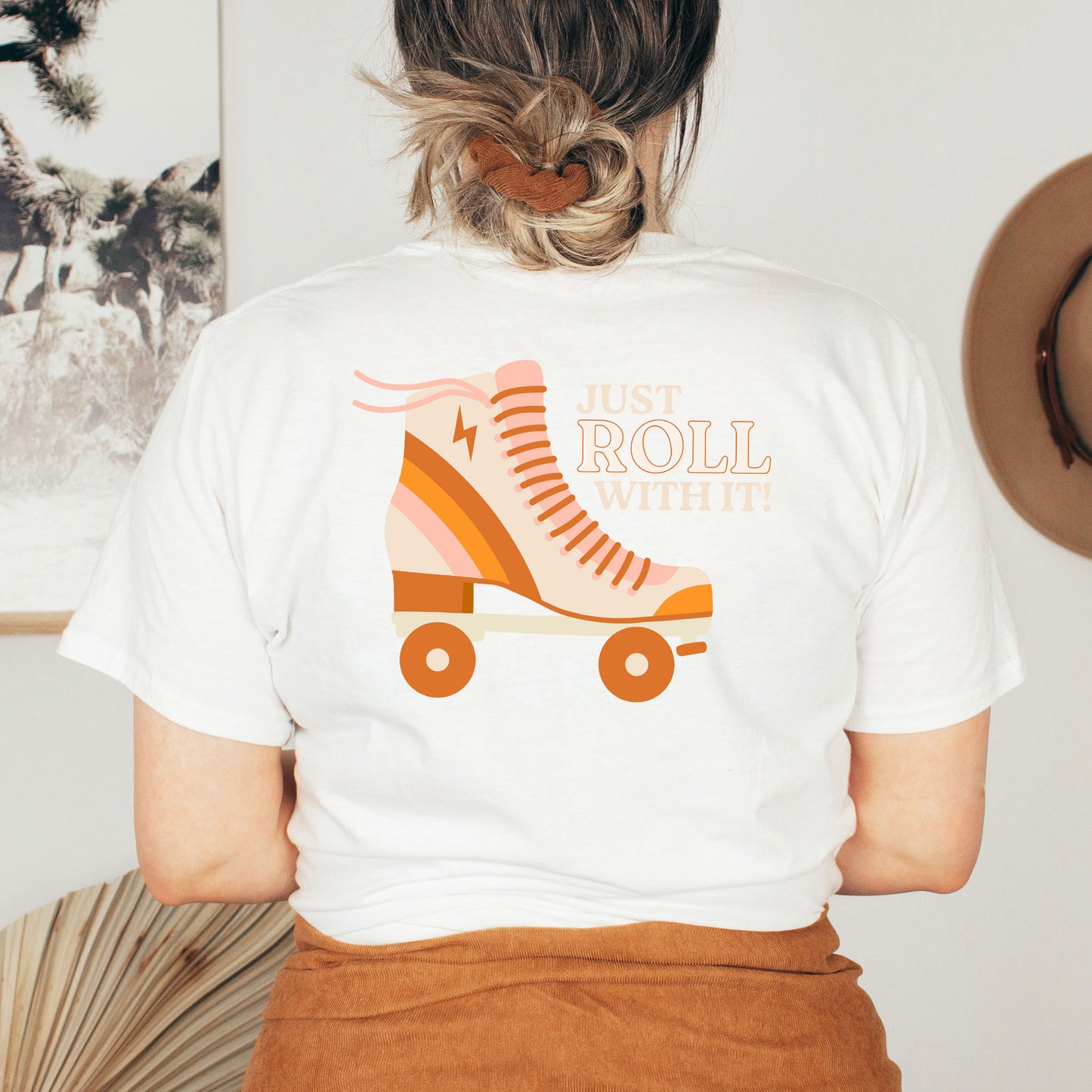 Just Roll With It Rollerskate | Front & Back Short Sleeve Graphic Tee