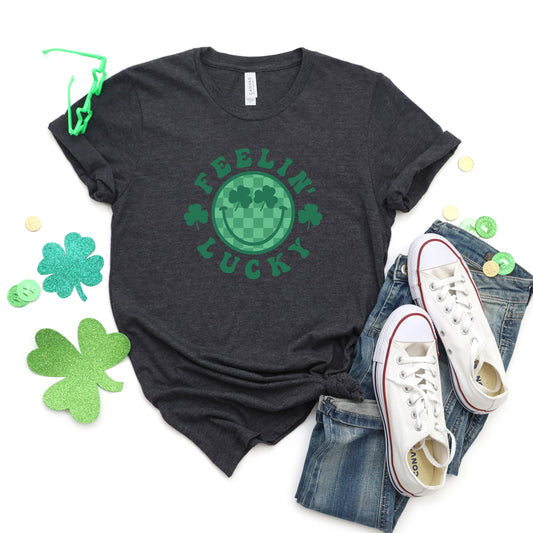 Feeling Lucky Checkered Smiley Face | Short Sleeve Graphic Tee