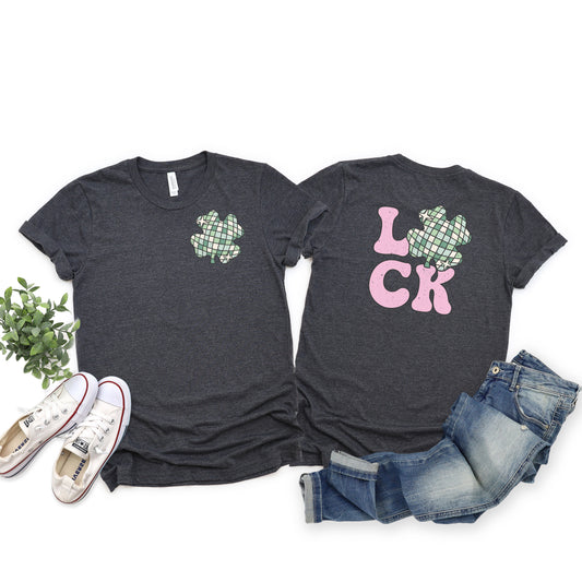 Luck With Shamrock | Front & Back Short Sleeve Graphic Tee