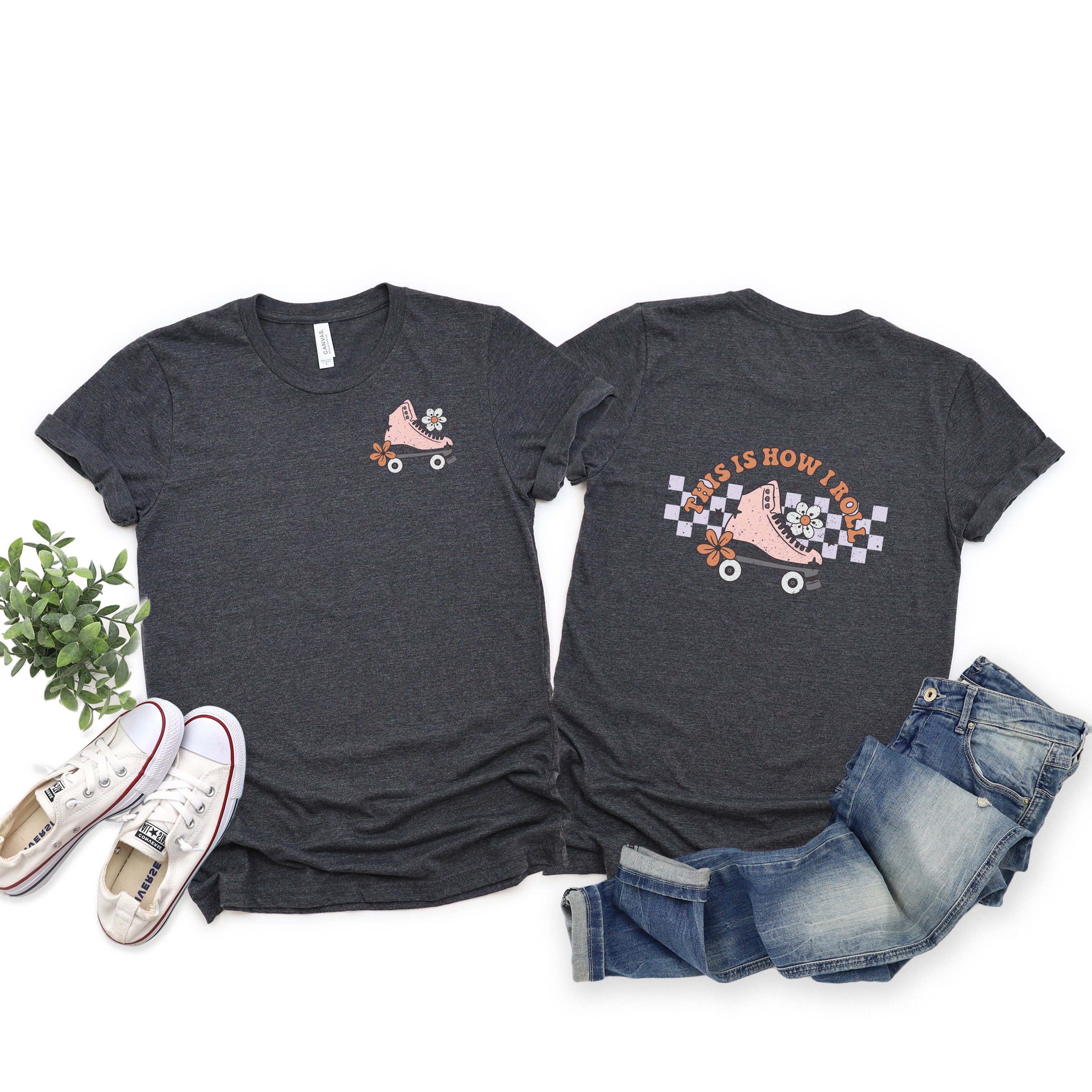 This Is How I Roll Rollerskate | Front & Back Short Sleeve Graphic Tee