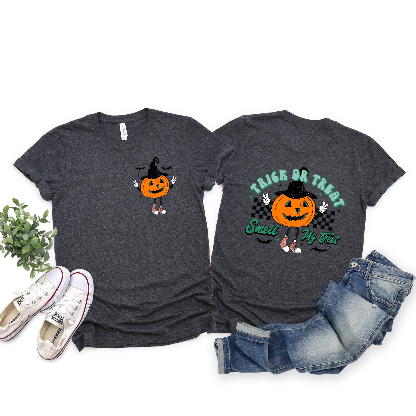 Smell My Feet Pumpkin | Short Sleeve Crew Neck | Front and Back Ink