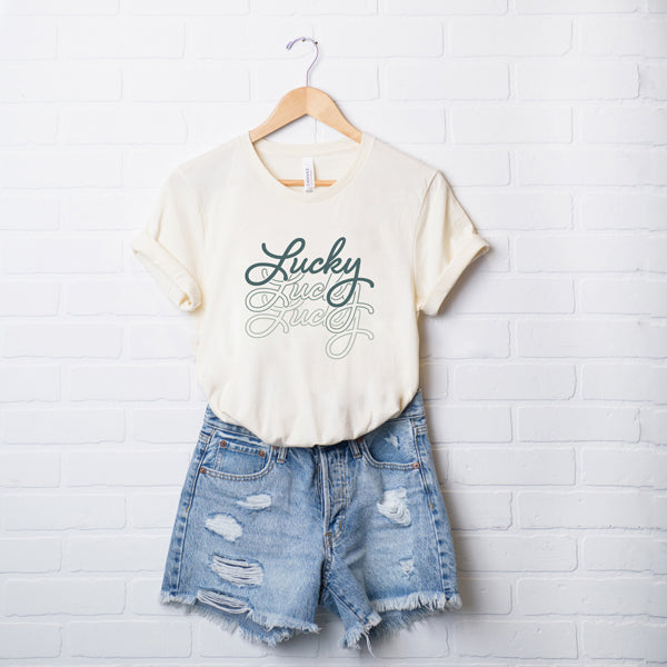 Lucky Script Stacked | Short Sleeve Graphic Tee
