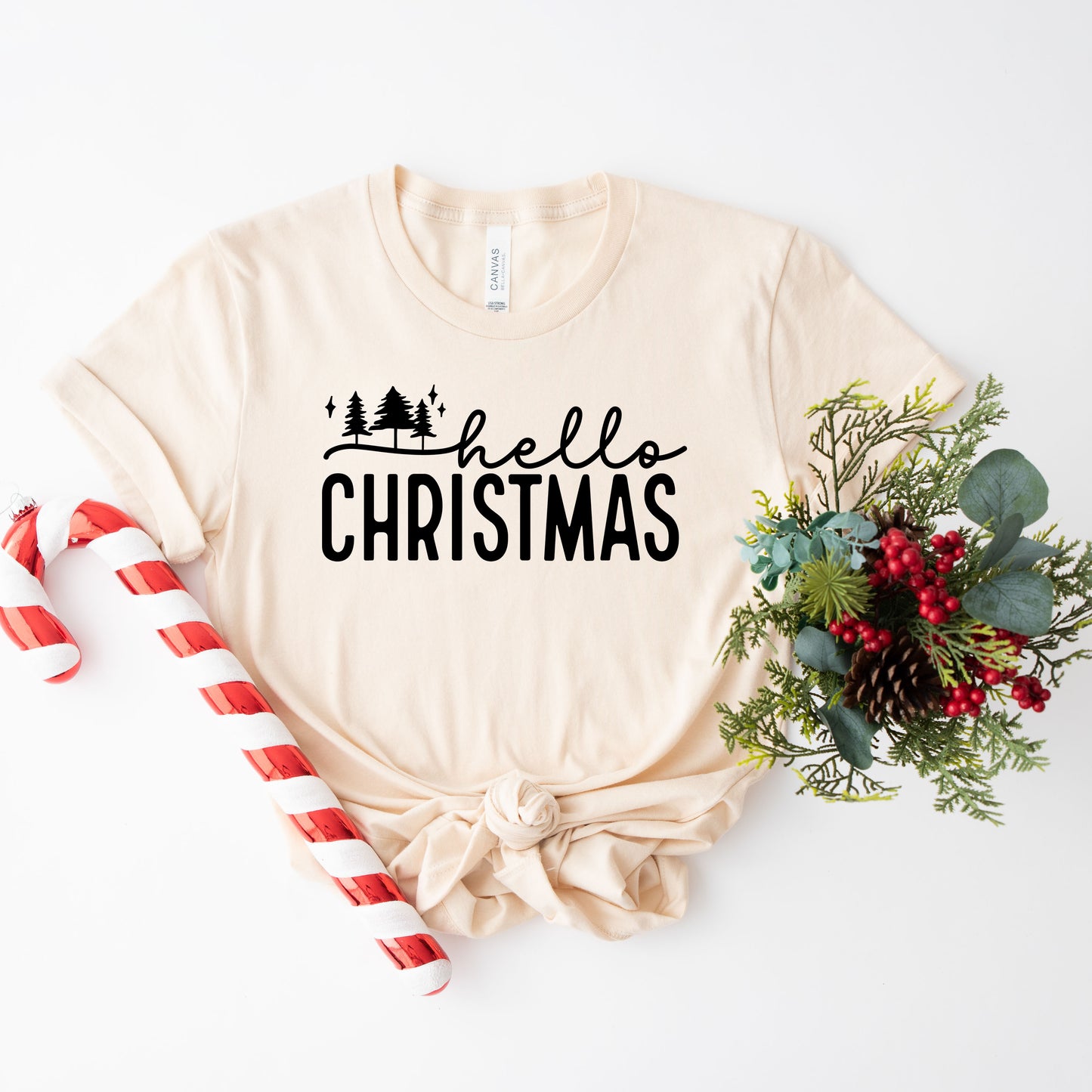 Hello Christmas Trees | Short Sleeve Graphic Tee