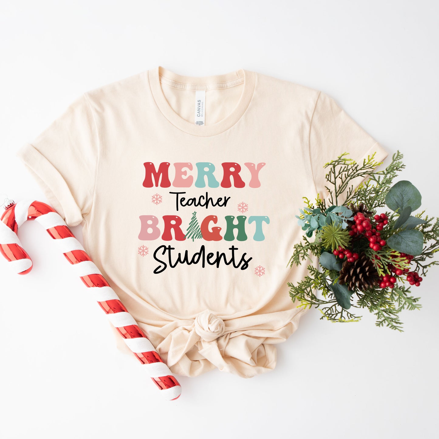 Merry Teacher Bright Students | Short Sleeve Graphic Tee