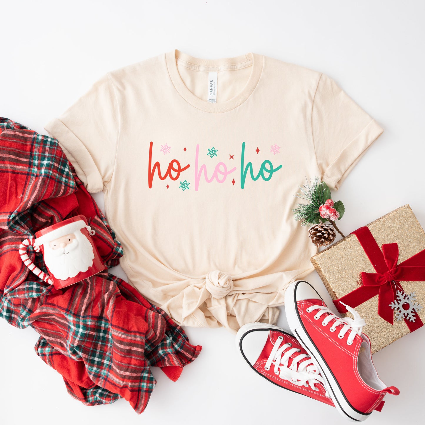 Ho Ho Ho Colorful | Short Sleeve Graphic Tee