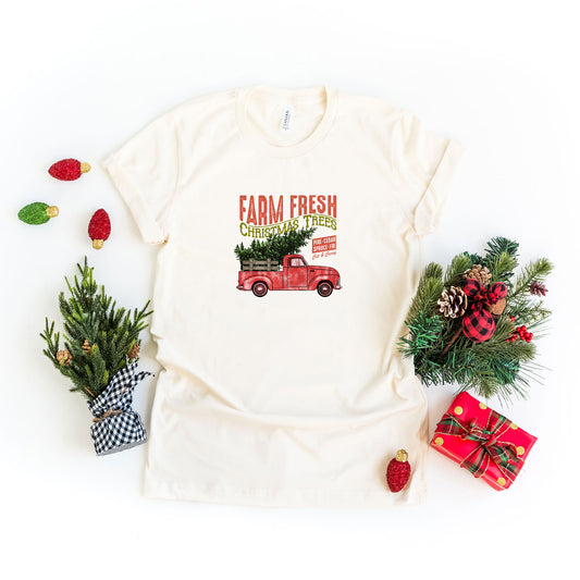 Farm Fresh Christmas Trees Truck | Short Sleeve Graphic Tee