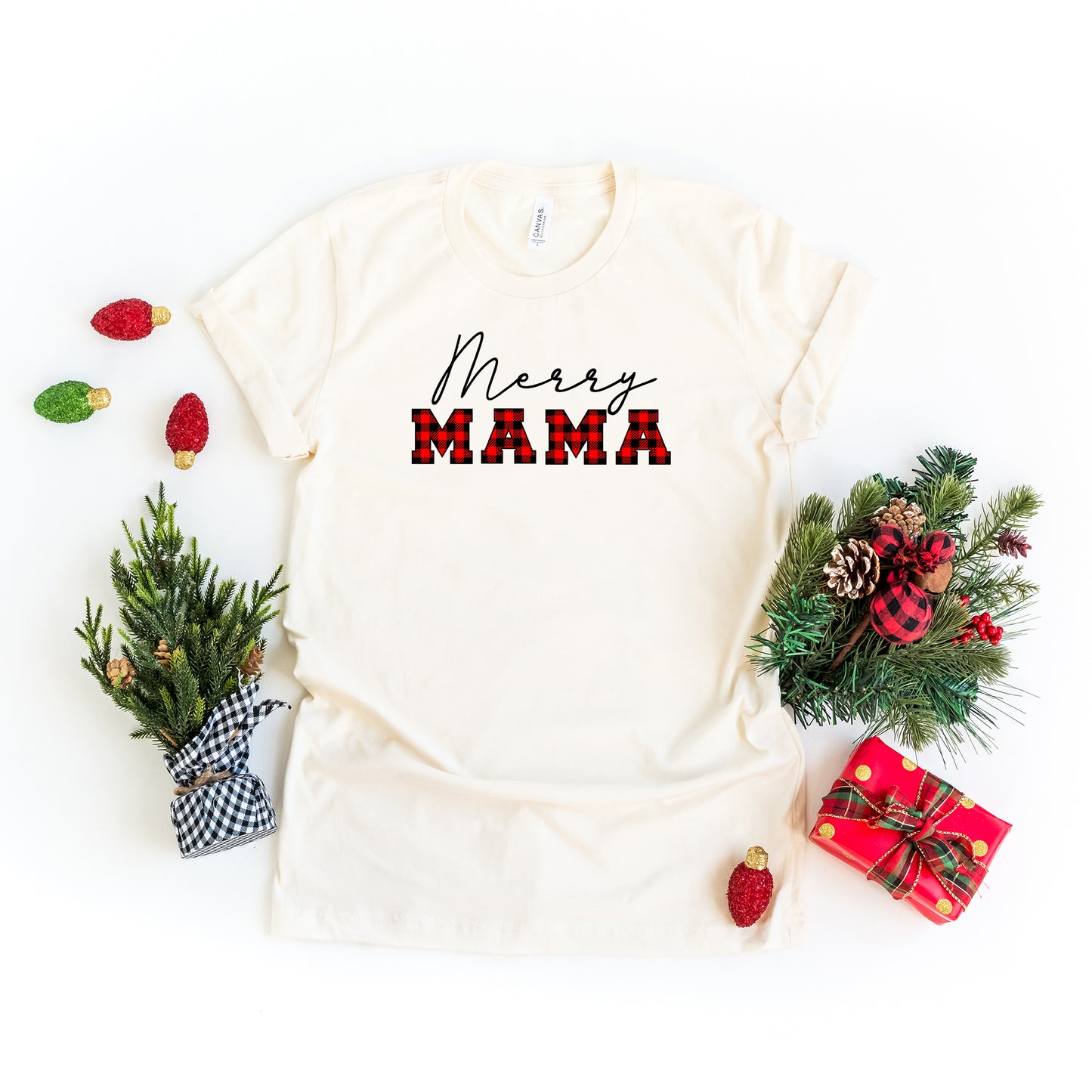 Merry Mama Buffalo Plaid | Short Sleeve Graphic Tee
