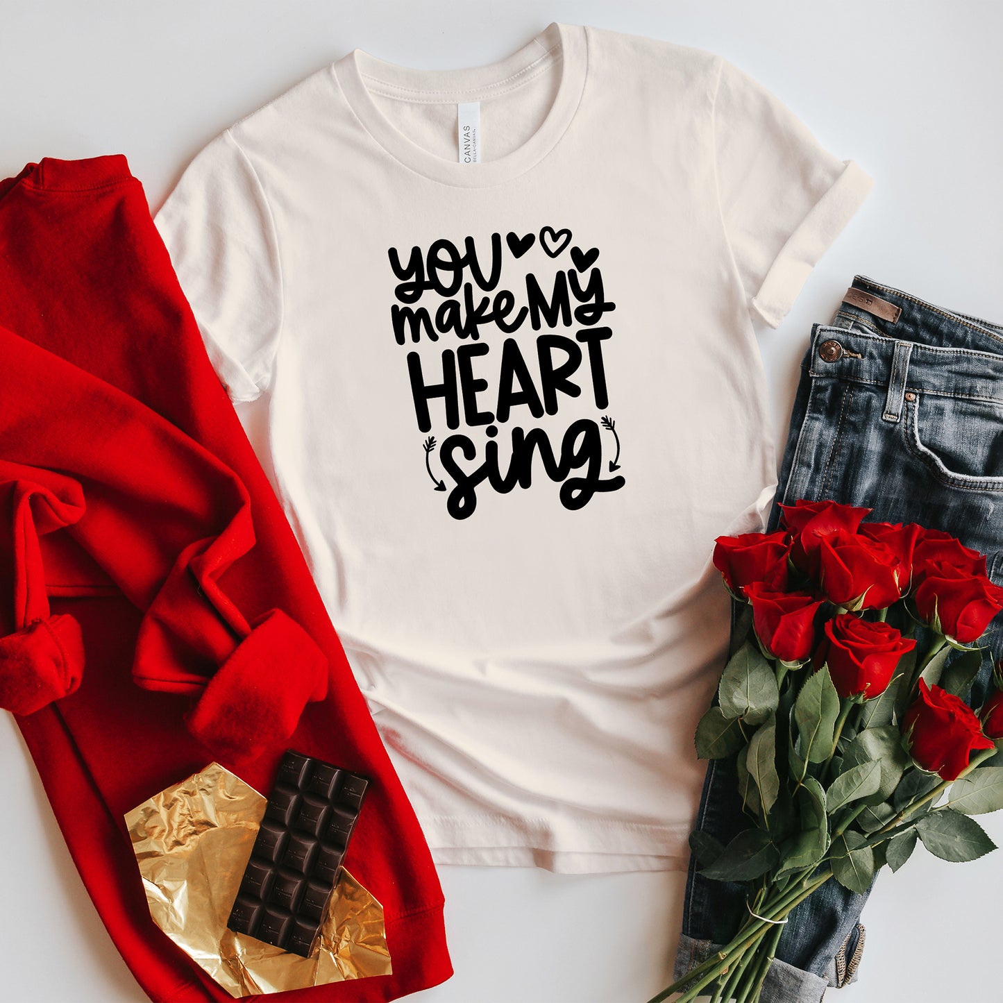 You Make My Heart Sing Hearts | Short Sleeve Graphic Tee