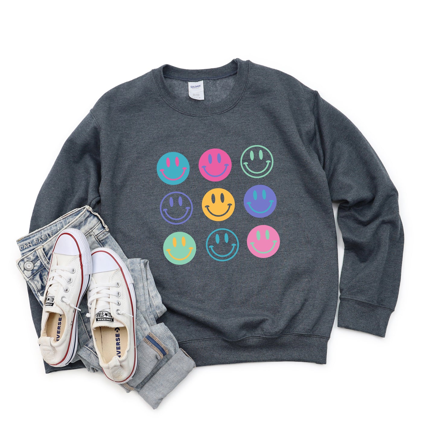 Stacked Smiley Faces | Sweatshirt
