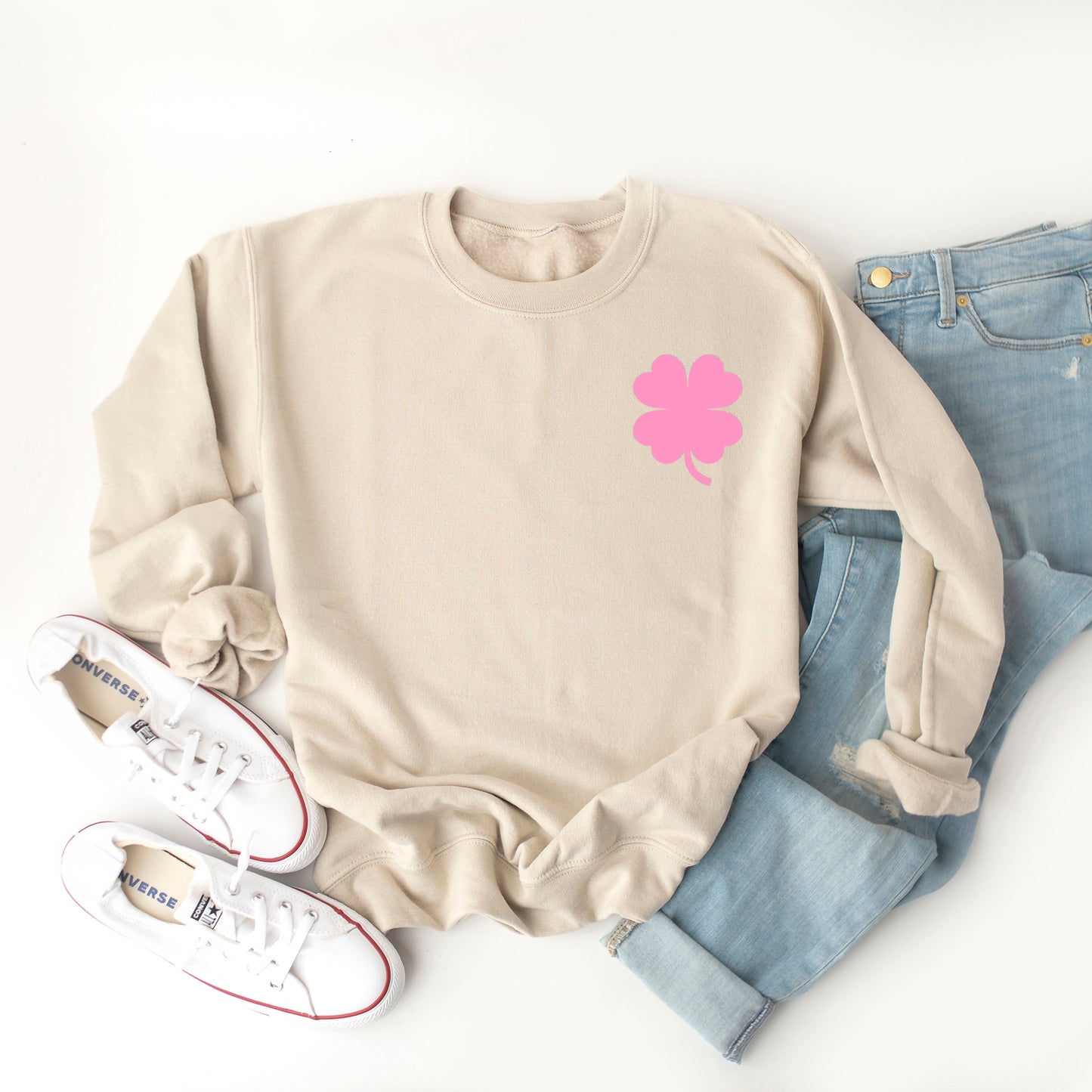 Lucky Clover Checkered | Front and Back Sweatshirt
