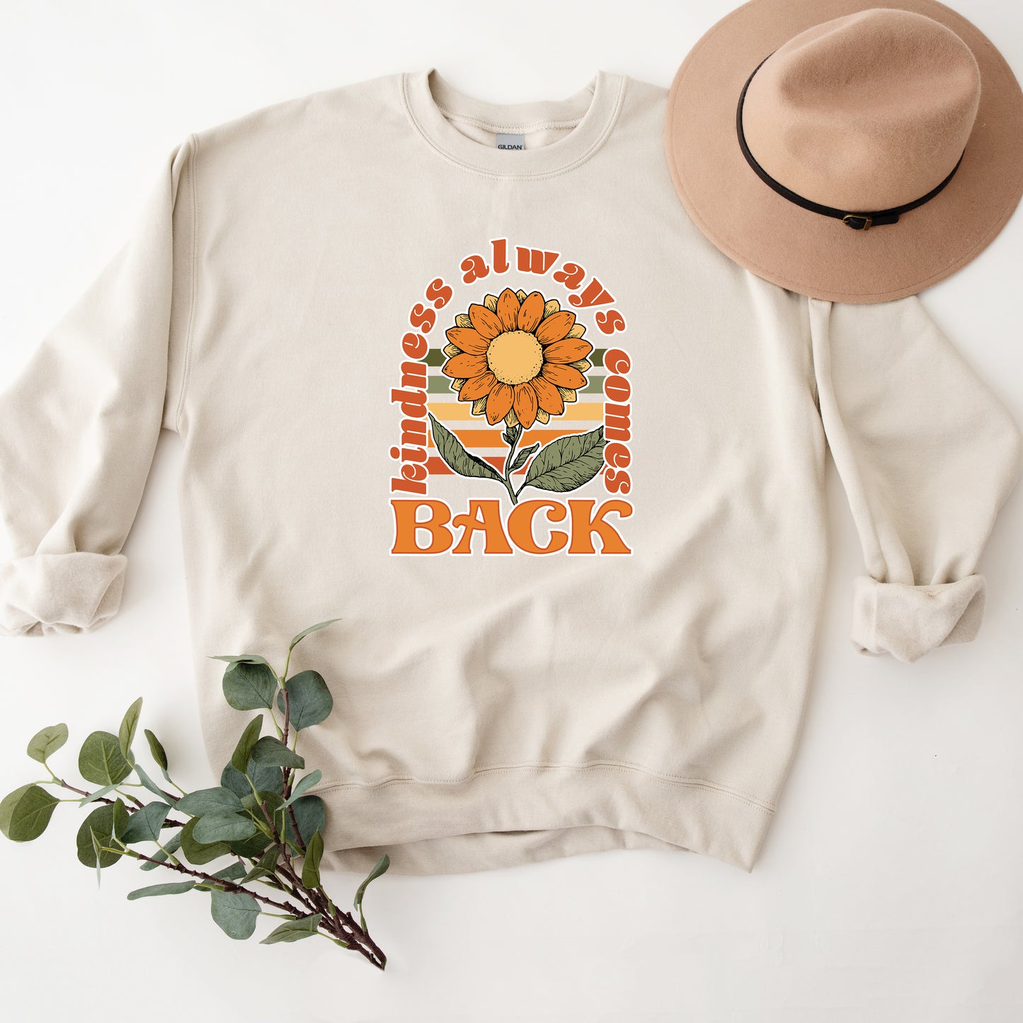 Kindness Always Comes Back Retro Flowers | Sweatshirt