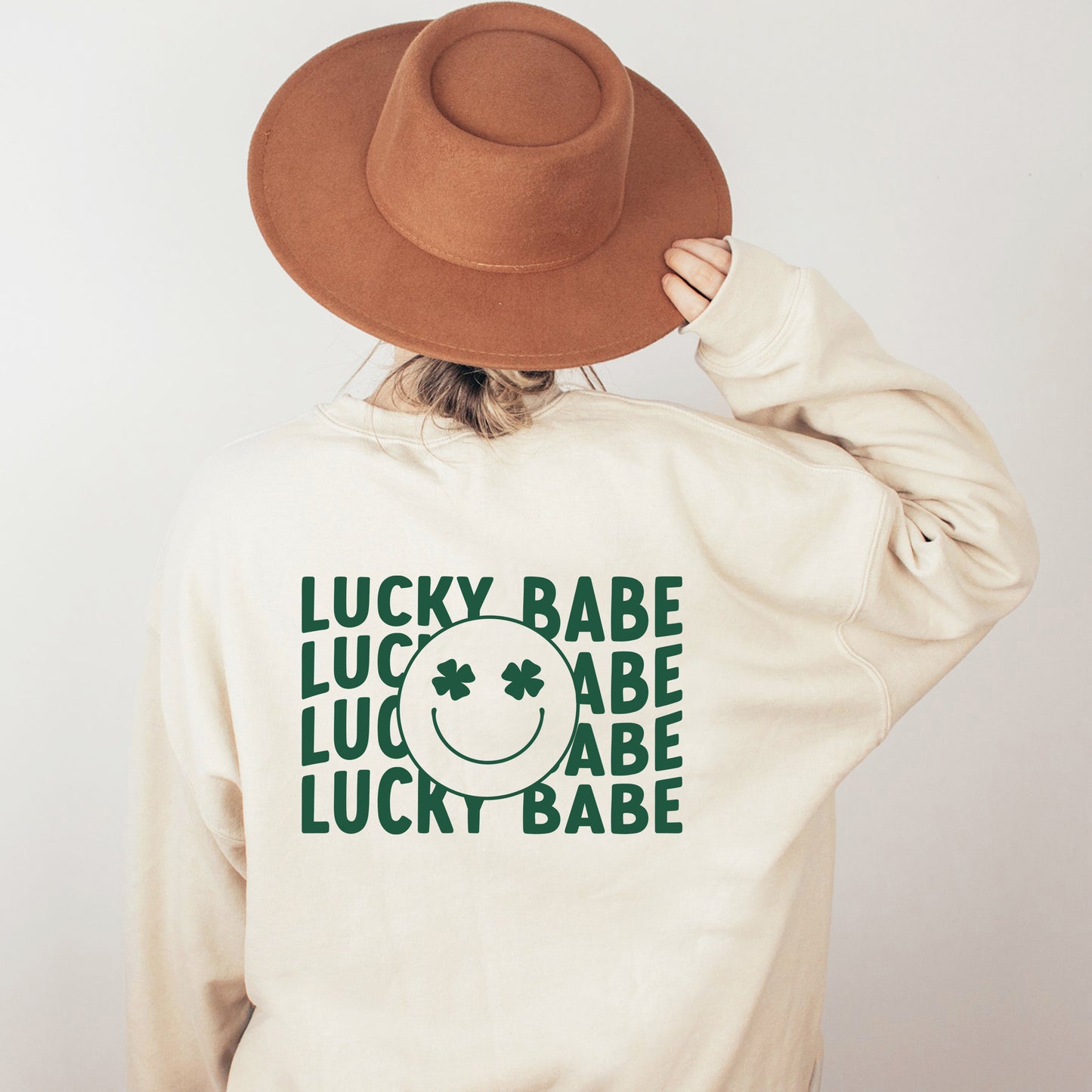 Smiley Lucky Babe Stacked | Front and Back Sweatshirt