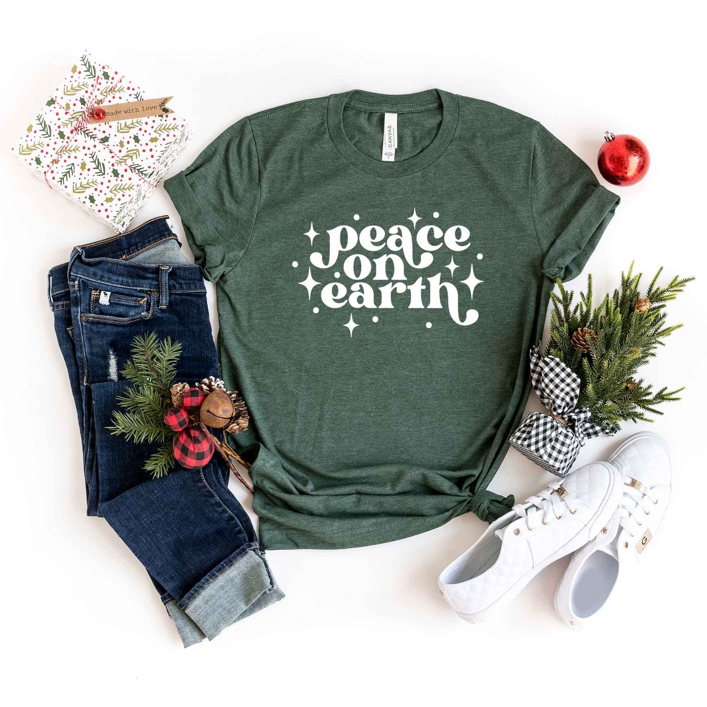 Whimsical Peace On Earth | Short Sleeve Graphic Tee