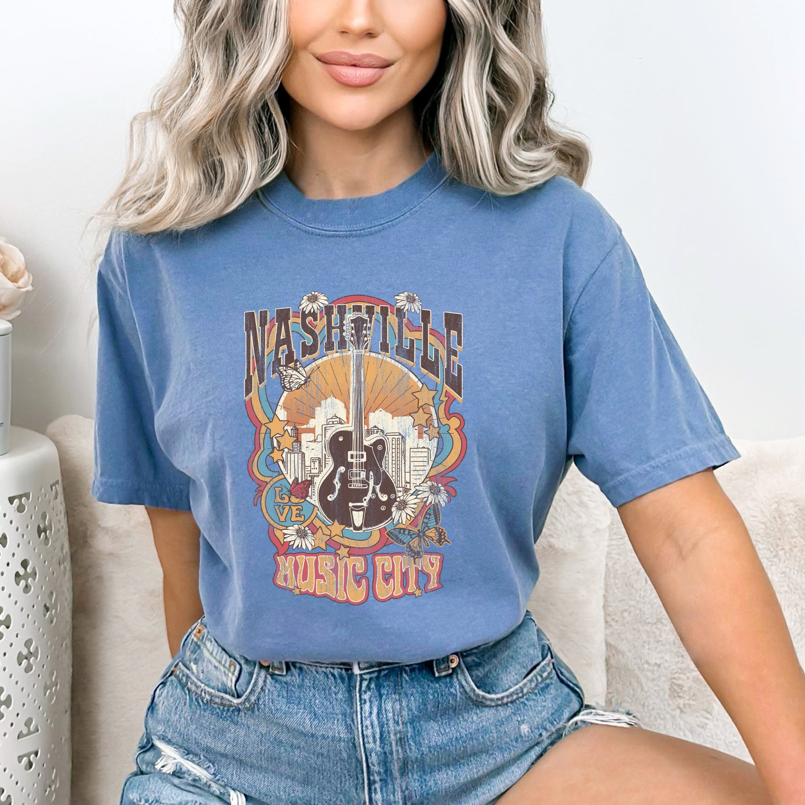 Music City Flowers | Garment Dyed Short Sleeve Tee