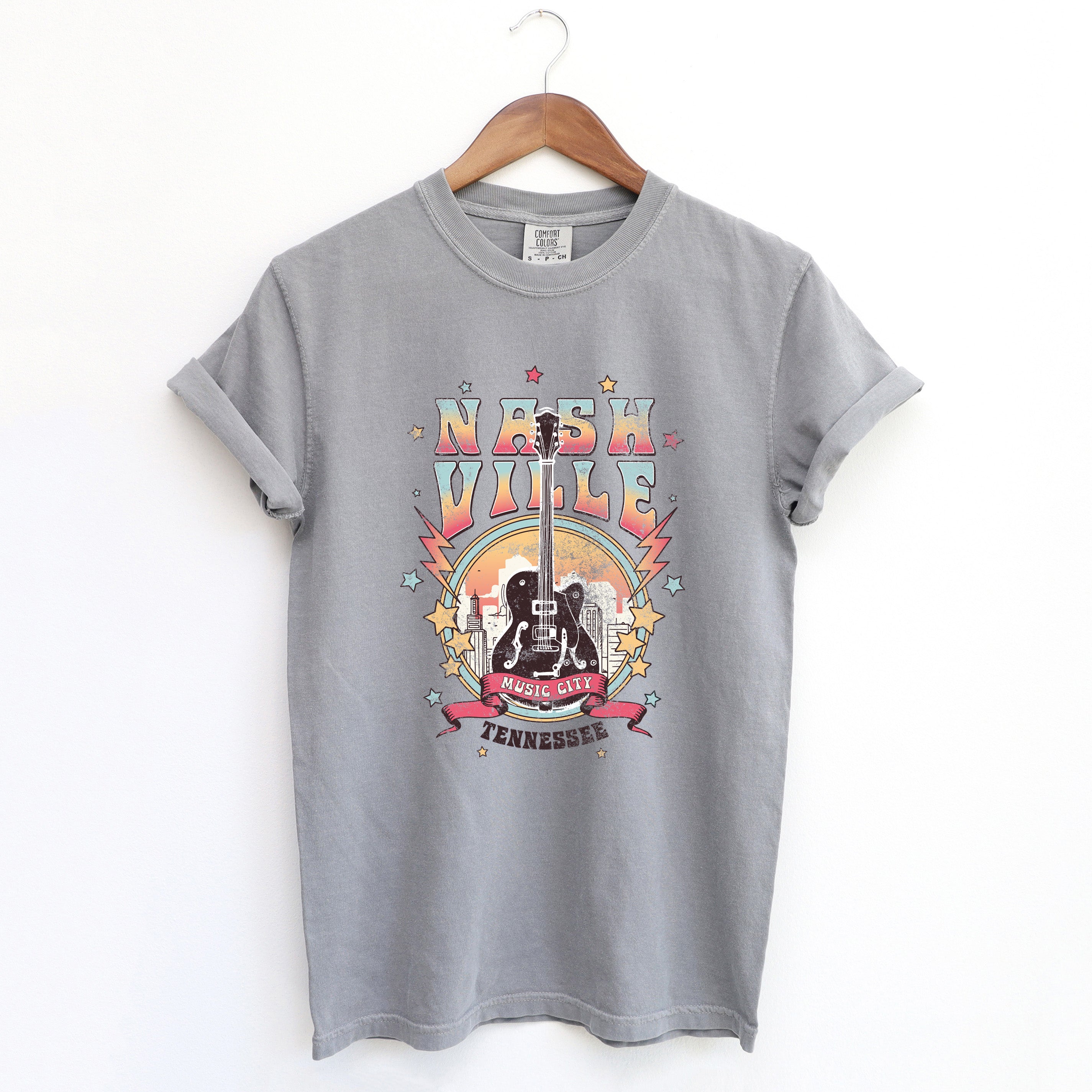 Nashville Tennessee Guitar | Garment Dyed Short Sleeve Tee