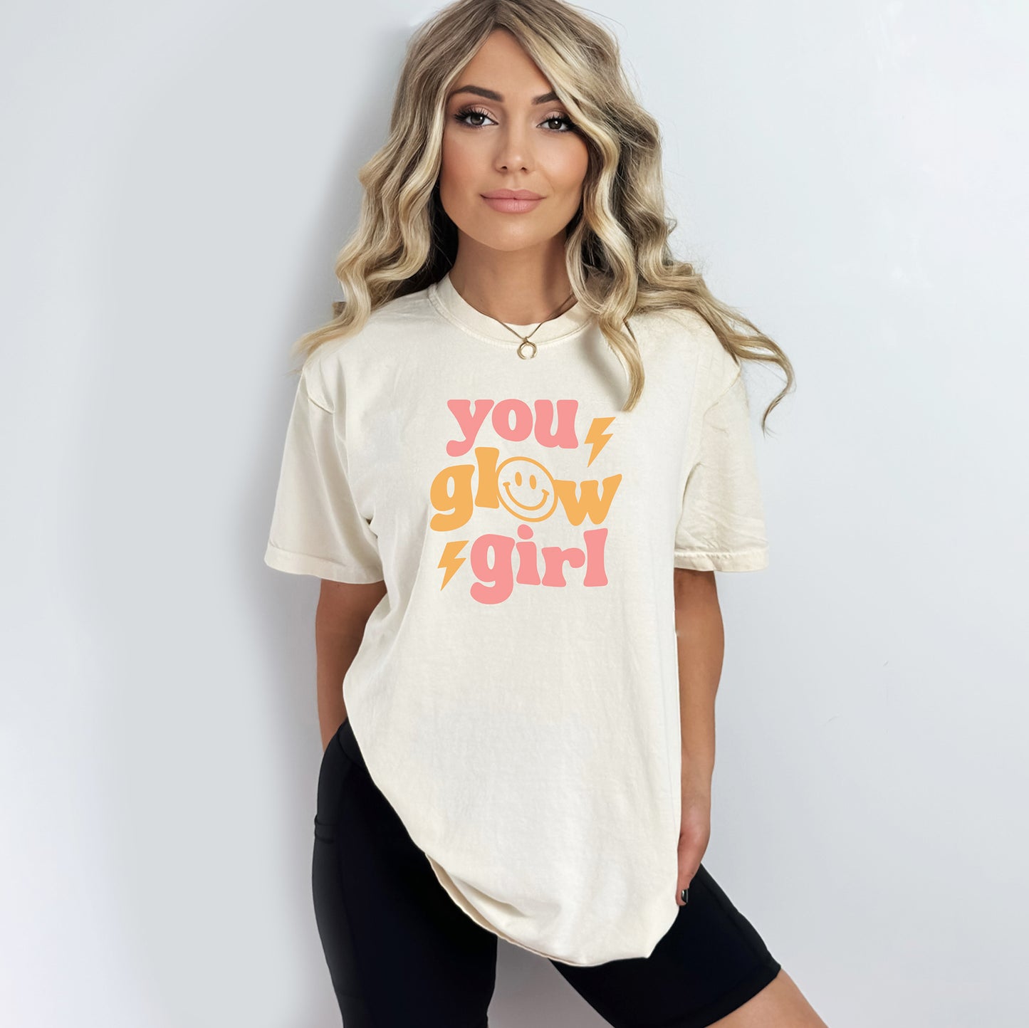 You Glow Girl Smiley | Garment Dyed Short Sleeve Tee