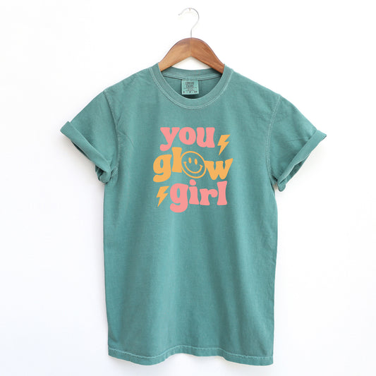 You Glow Girl Smiley | Garment Dyed Short Sleeve Tee